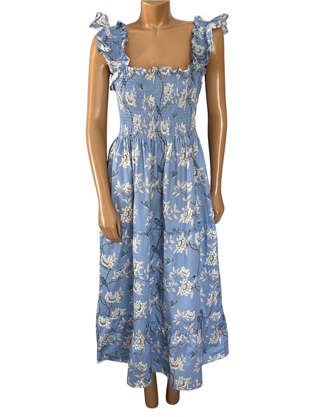 Hill House Nap Dress Blue Floral Smocked Maxi Dress with Ruffle Straps
